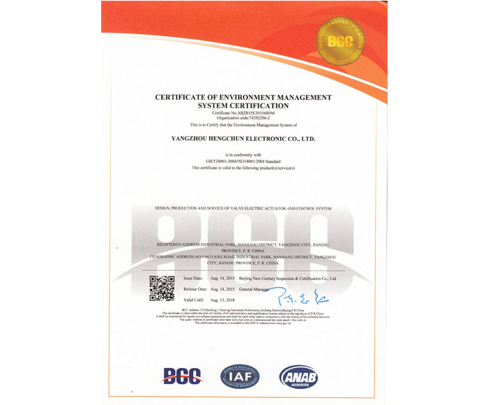 ISO 14001 Certificate